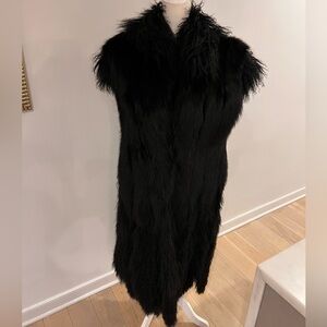 Fox fur long tunic vest with Mongolian lamb accent